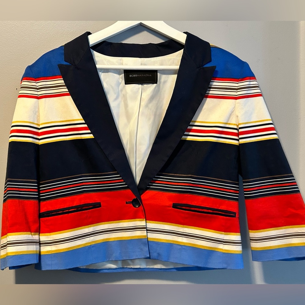 BCBGMaxAzria Natalia Cream Striped Blazer